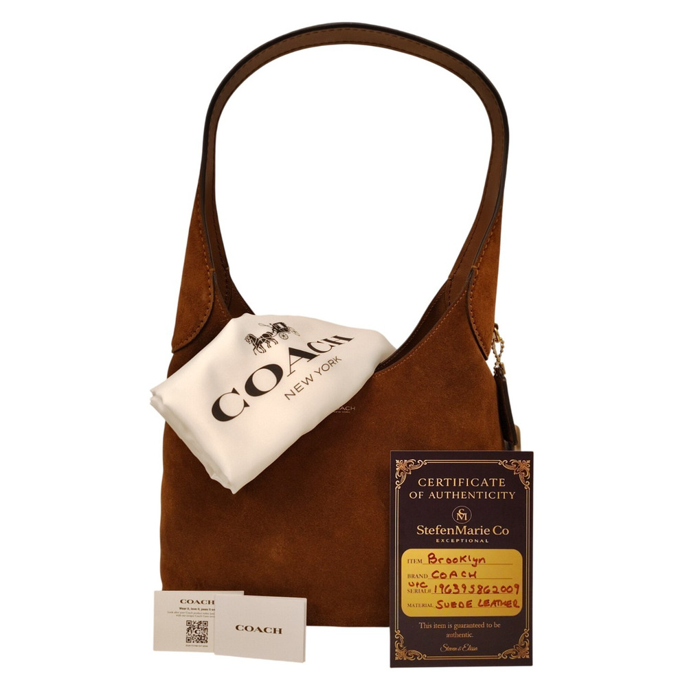 COACH Brooklyn Suede Shoulder Bag 28 - Warm Brown - Medium - NWT - Picture 13 of 14